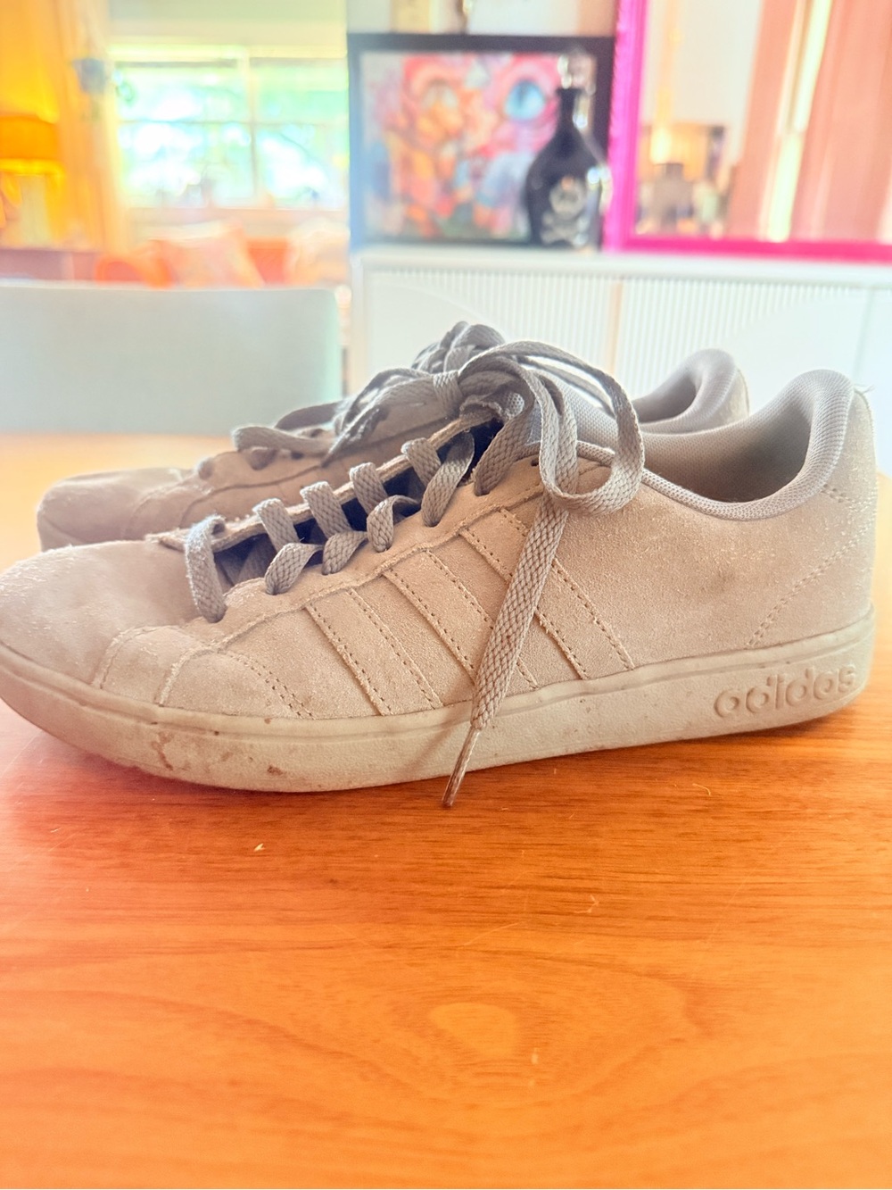 adidas Suede Low-Top Sneakers in Light Gray